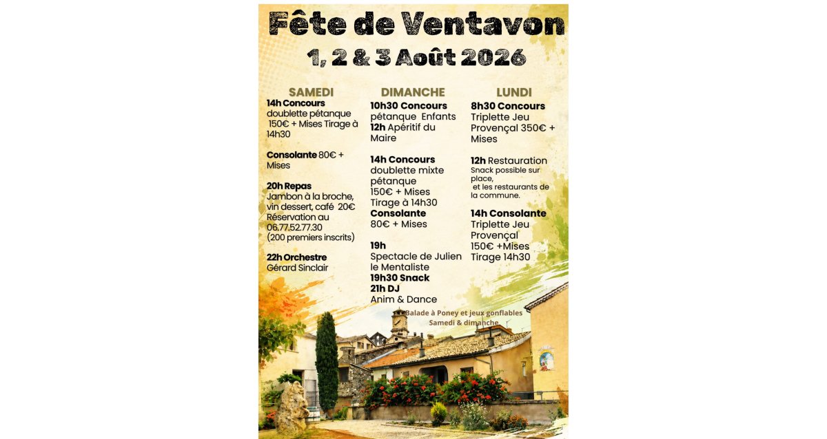 Fête de Ventavon ce weekend