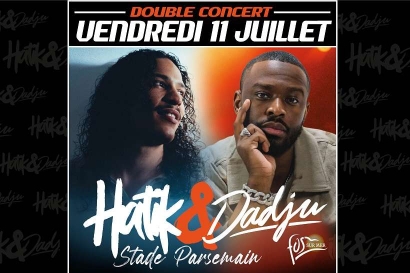 Hatik et Dadju en concert au Stade Parsemain le 11 juillet