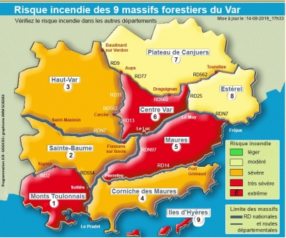 Var : De nombreux massifs fermés aujourd'hui, jeudi 15 août, pour risque incendie