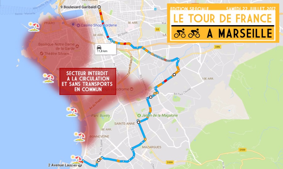 Tour de France Ã  Marseille : Les plages difficiles d'accÃ¨s