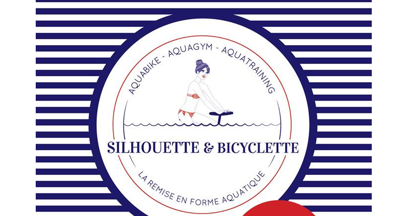 centre aquatique silhouette et bicyclette