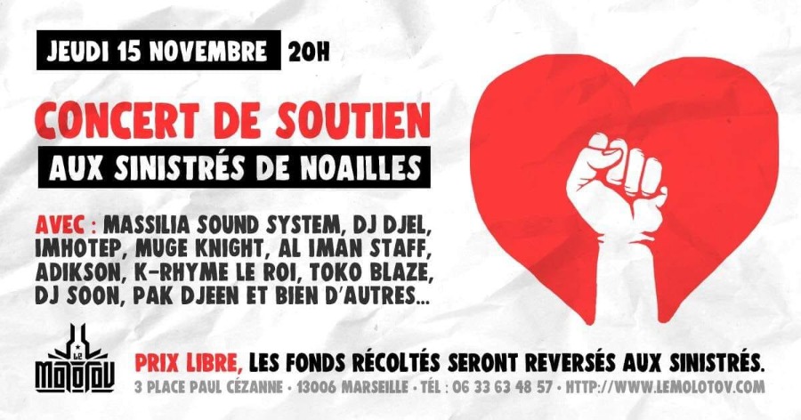 SolidaritÃ© Noailles : Imhotep, Massilia Sound System,...en concert au Molotov ce jeudi