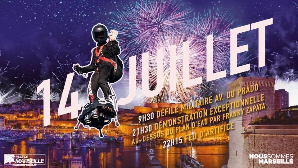 Franky Zapataet et son flyboard, invités surprise du 14 juillet à Marseille