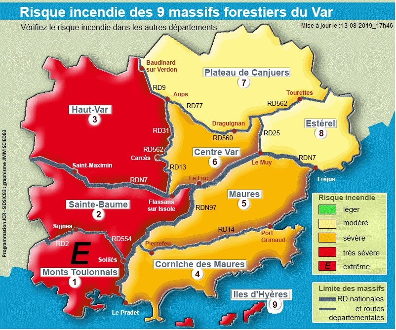 Toulon : Pour la première fois de l'été les massifs toulonnais placés en risque incendie extrême