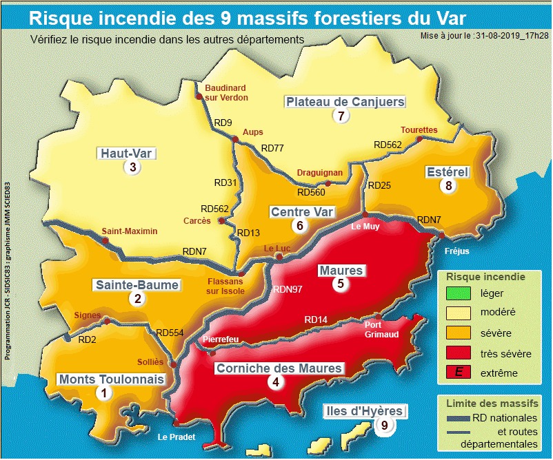 Var: Deux massifs fermés aujourd'hui, dimanche 1er septembre, pour risque incendie