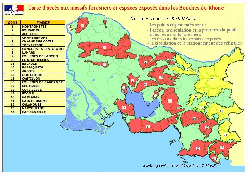 Risques incendie: Les Calanques, Porquerolles et 18 autres massifs des Bouches du Rhône et du Var interdits ce lundi