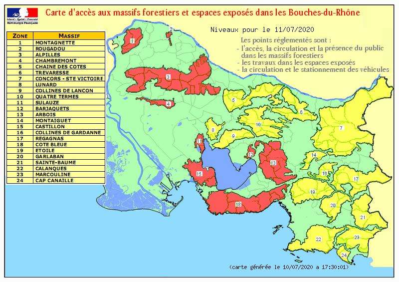 Risques incendies: 9 massifs fermÃ©s au public ce samedi 11 juillet