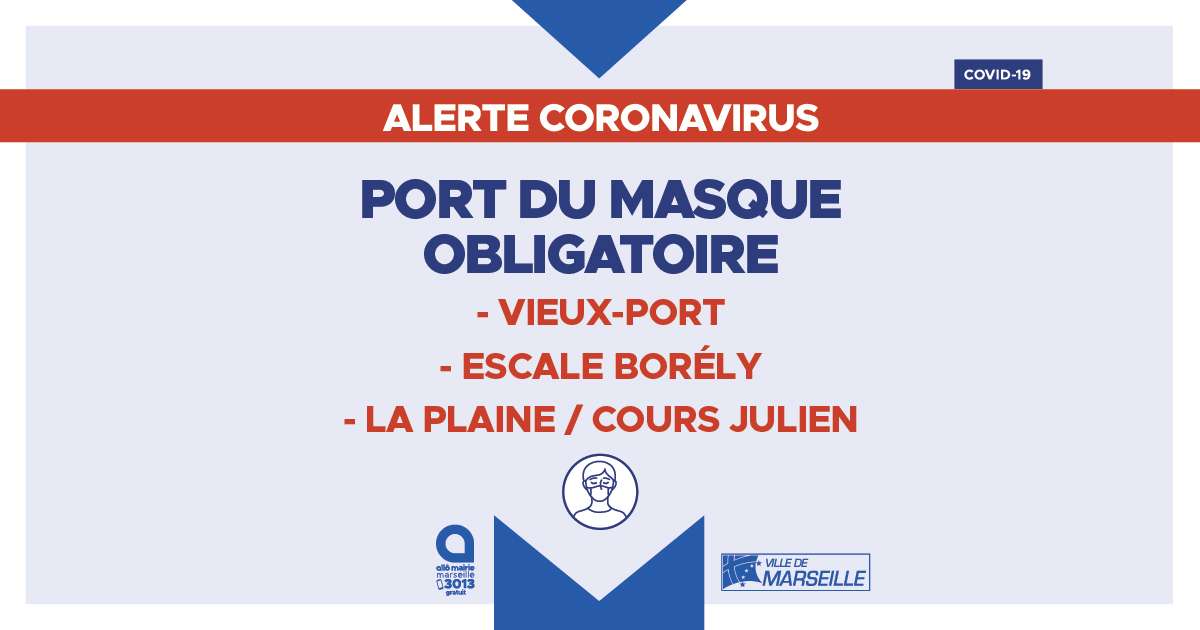 La carte des zones où le port du masque est obligatoire à Marseille