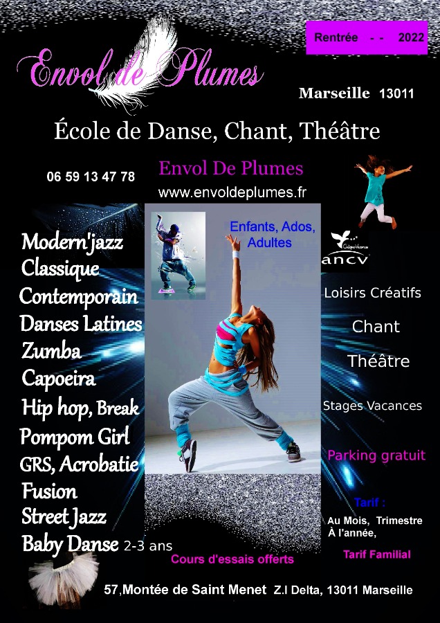 Ecole de Danse, Chant, Théâtre, Envol de Plumes  Rentrée 2022