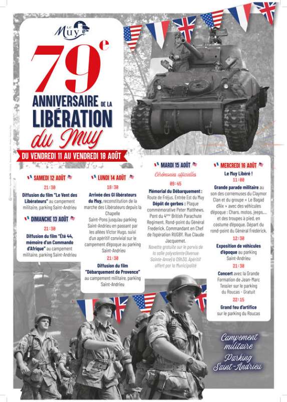 Fête de la Libération du Muy: Parade militaire, bal et feu d'artifice ce mercredi