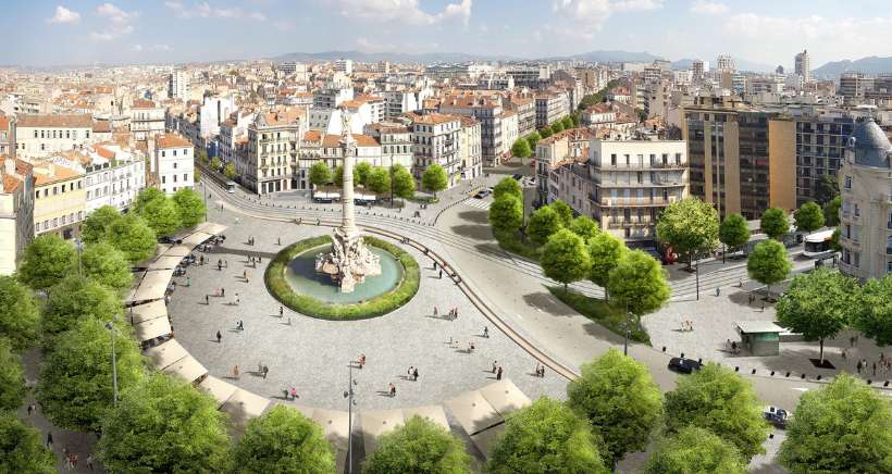 Requalification de la  Place Castellane Ã  Marseille : Un banc immense en forme de paupiÃ¨re va Ãªtre installÃ©